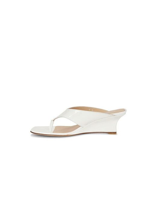 Stuart Weitzman White Vinnie Wedge Thong Sandal 50