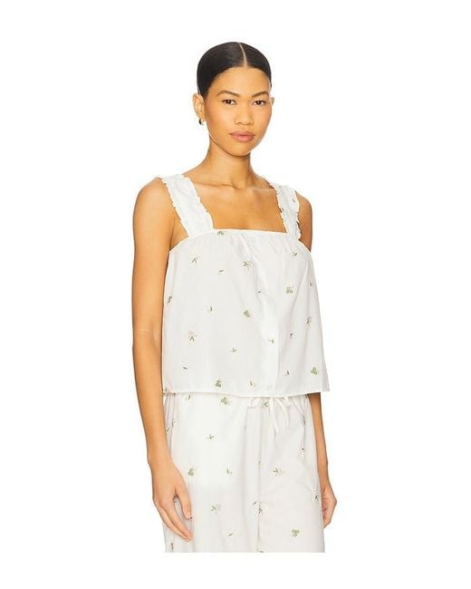 WeWoreWhat White Ruffle Button Front Tank