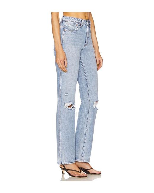 GRLFRND Blue Sara Super High Rise Slim Straight