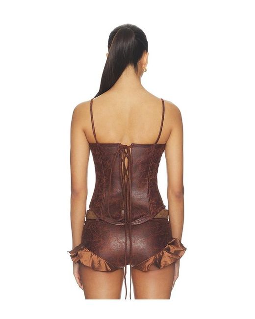 Kim Shui Brown Frontier Lace-Up Corset Top