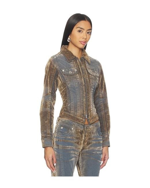 KNWLS Brown Flock Denim Jacket