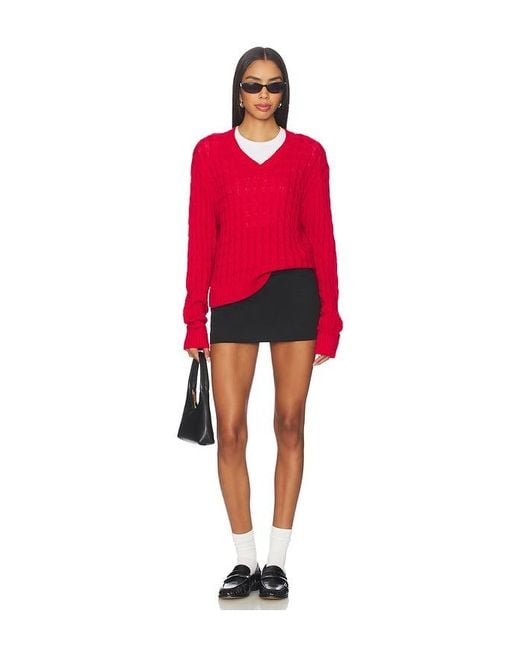 Frankie's Bikinis Red Prince Cable Knit Sweater