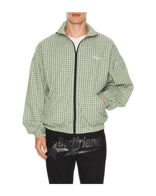 Badfriend Green Gingham Plaid Full Zip Jacket for men