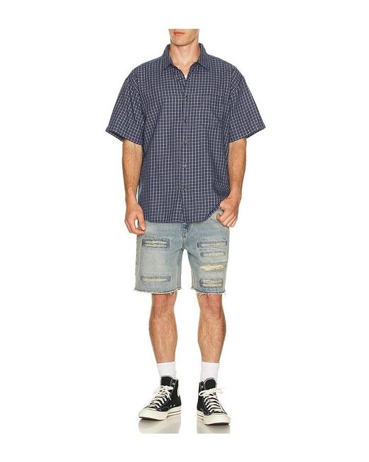 MIDNIGHT RODEO Blue Distressed Denim Shorts for men