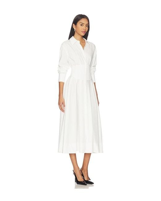 Alice + Olivia White Edie Corset Button Down Midi Dress