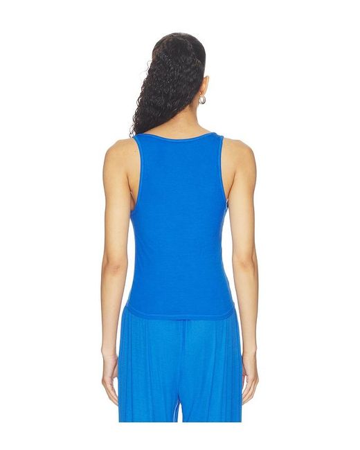 Michael Lauren Blue Kyler Cropped Tank With Open Slit Front