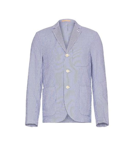 Scotch & Soda Blue Unconstructed Striped Seersucker Blazer for men