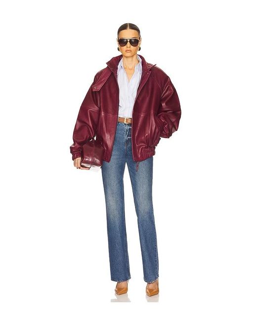 Helsa Red The Oversized Leather Bomber