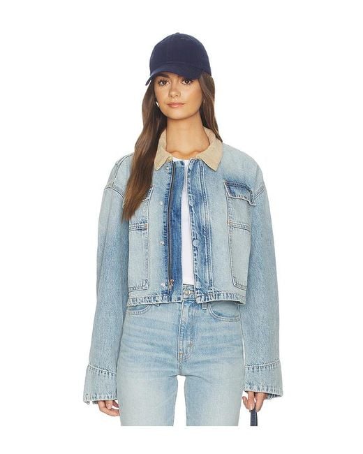 SLVRLAKE Denim Blue Connor Cropped Worker Jacket