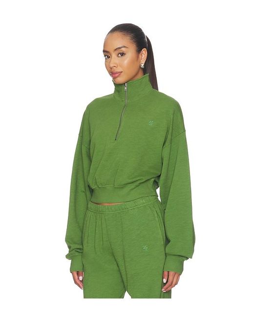 ÉTERNE Green Cropped Half-Zip Sweatshirt