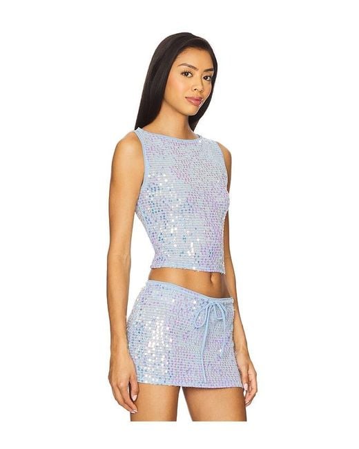 Lovers + Friends Blue Erin Sequin Top