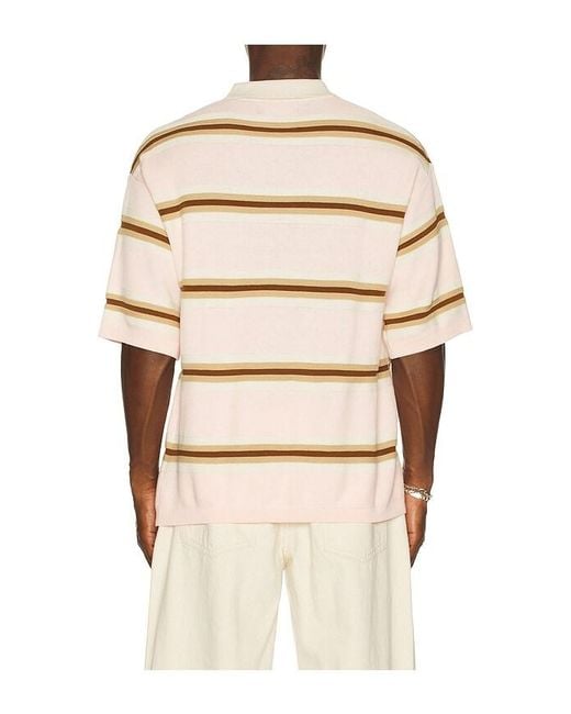 NAHMIAS Natural Knit Striped Polo for men