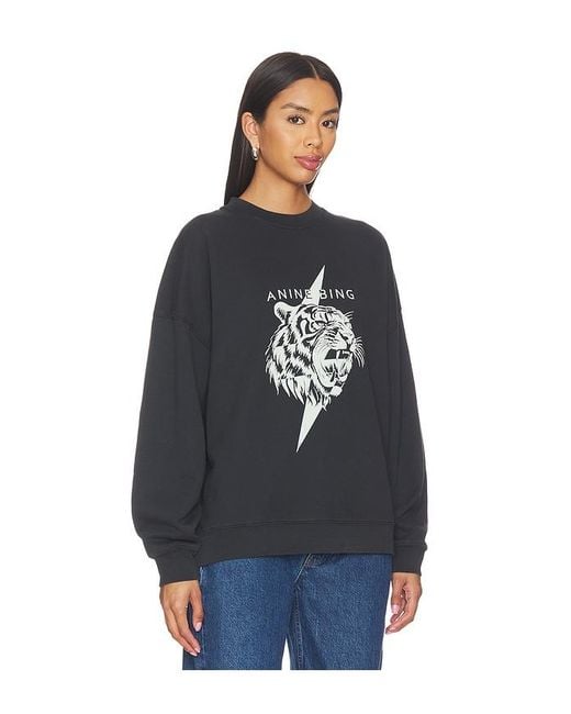 Anine Bing Blue Miles Tiger Sweatshirt