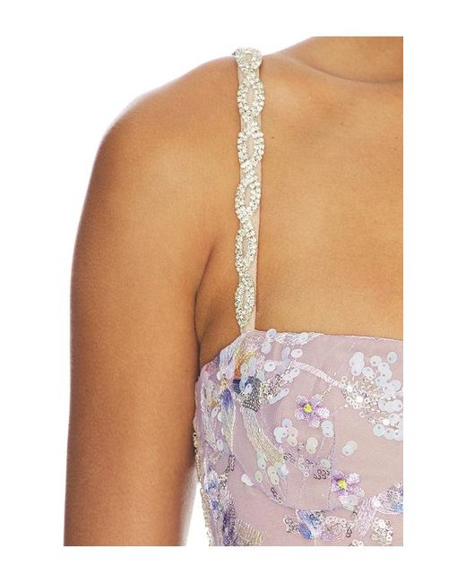 Bronx and Banco Purple Midnight Embroidered Floral Gown