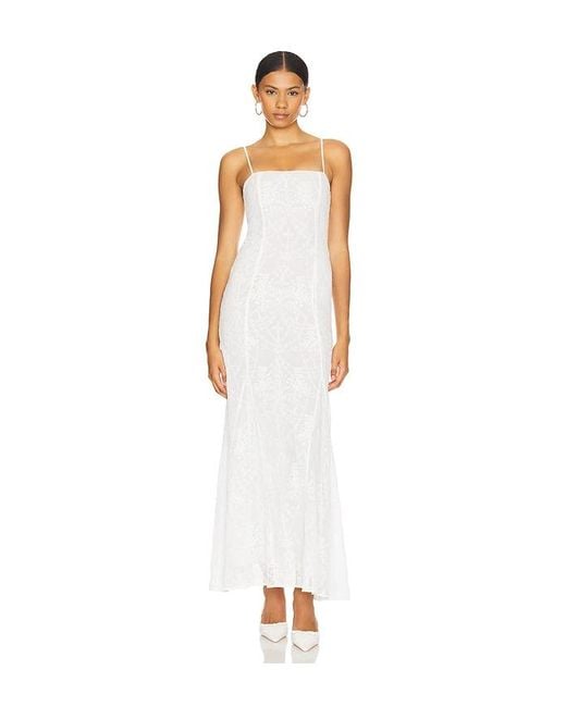 LOBA White Caesarea Embroidered Maxi Dress