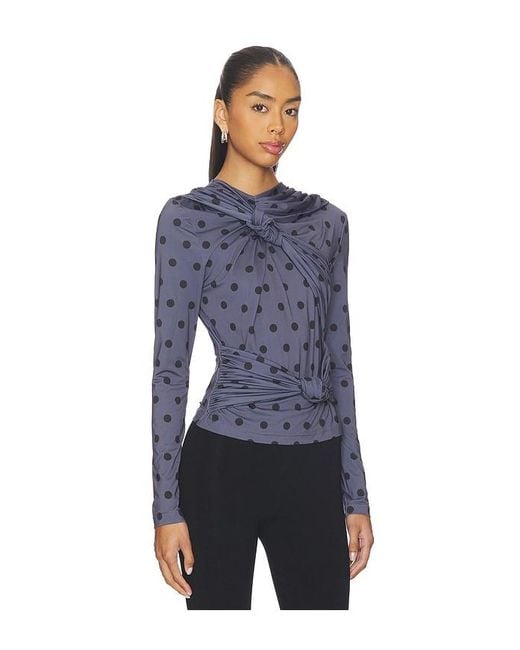 ROKH Blue Knotted Jersey Top