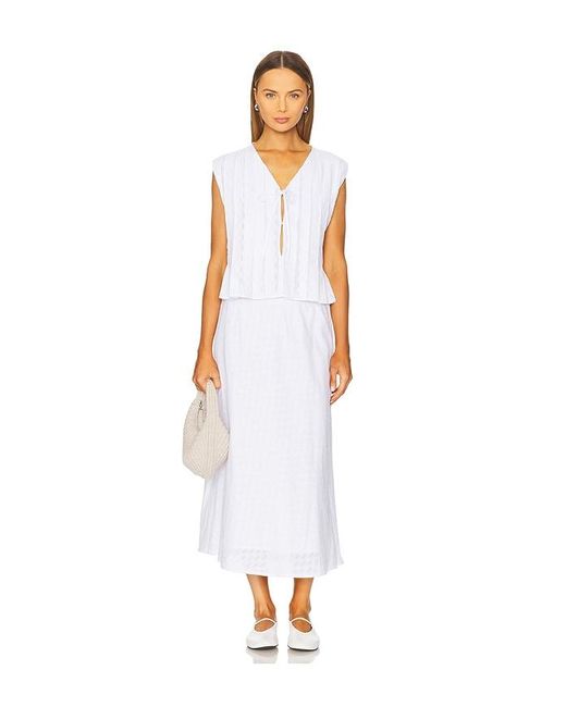 LNA White Kala Eyelet Top