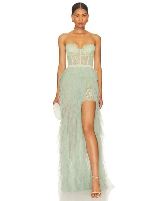For Love & Lemons X Revolve Bustier Gown In Sage in White | Lyst