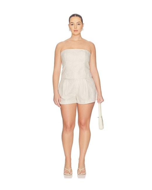 GOOD AMERICAN White Linen Strapless Top
