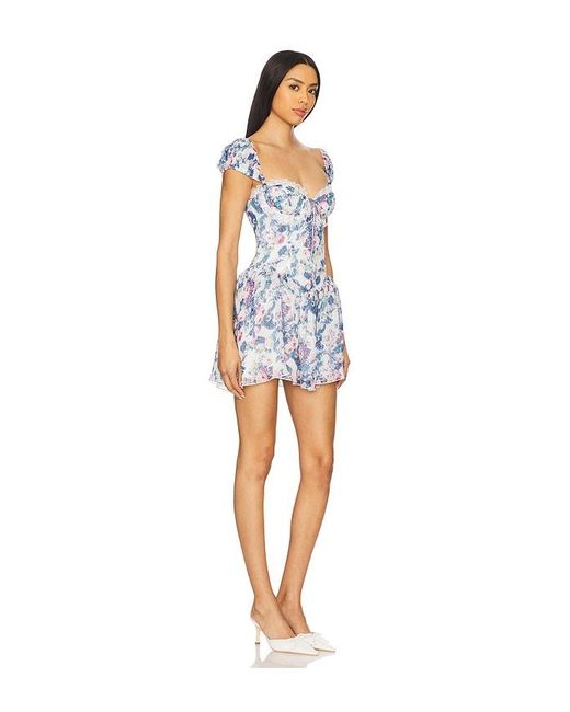 For Love & Lemons Blue Audrey Floral Mini Dress