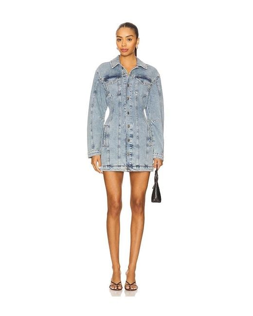 GOOD AMERICAN Barrel Long Sleeve Mini Dress Blue