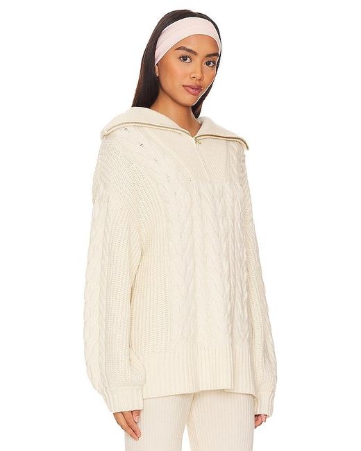 Varley White Daria Half Zip Sweater