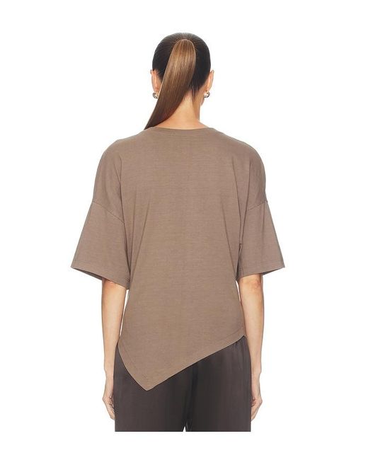 Enza Costa Brown Supima Structured Jersey Assymetrical Tee