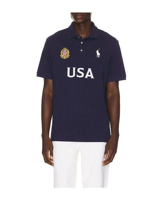 Polo Ralph Lauren Blue Short Sleeve Usa Mesh Polo for men
