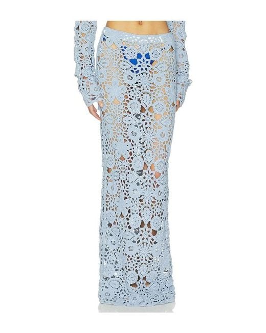SNDY'S Blue Tala Crochet Maxi Skirt