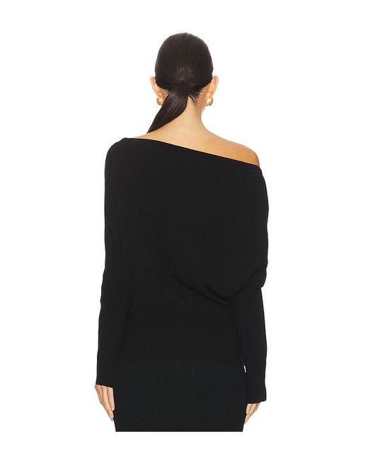 Jonathan Simkhai Black Wool Tencel Off-Shoulder Sweater