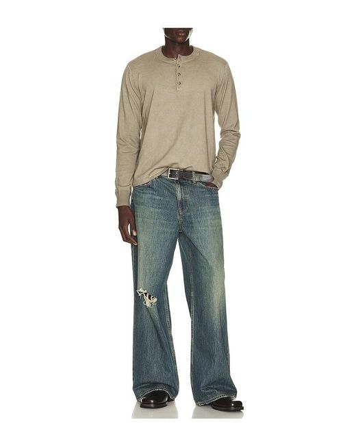 Rag & Bone Blue Washed Supima Henley for men