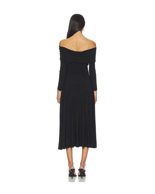 Norma Kamali Black 3/4 Sleeve Cowl Neck Flared Dress