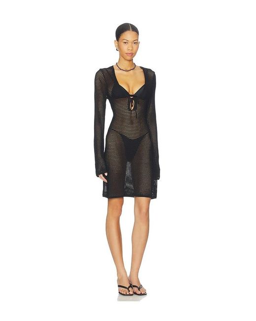 GOOD AMERICAN Black Crochet Mini Dress