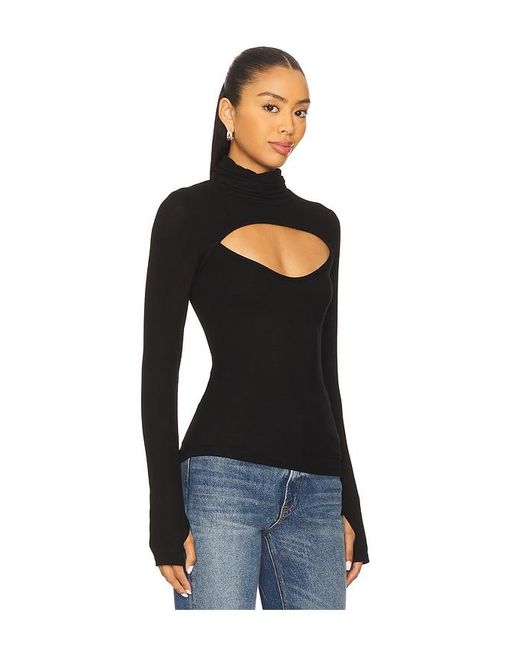 Michael Lauren Black Cade Long Sleeve Turtleneck Top