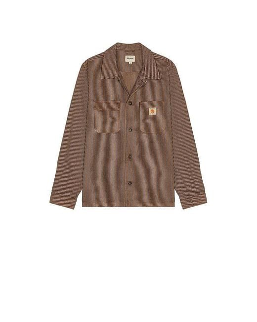 Rhythm Brown Hickory Stripe Work Shirt for men
