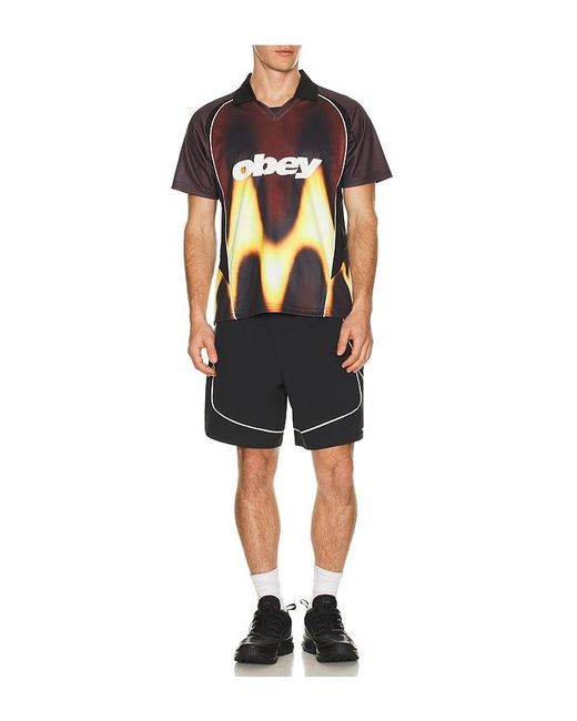 Obey Black Blurred Soccer Jersey for men