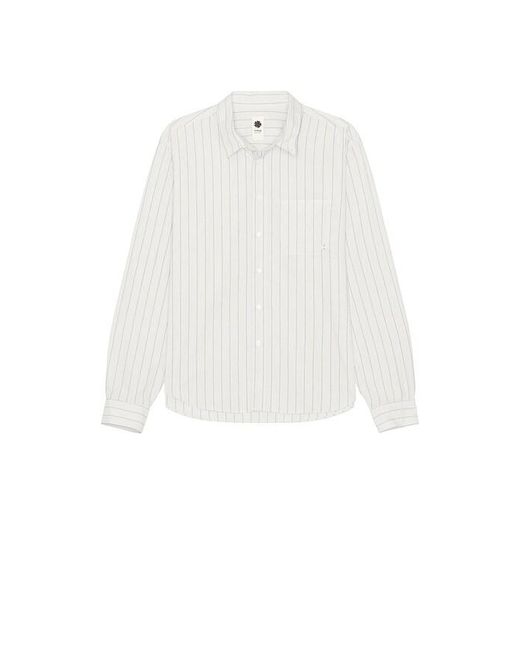 vowels White Long Sleeve Striped Button Down Shirt for men