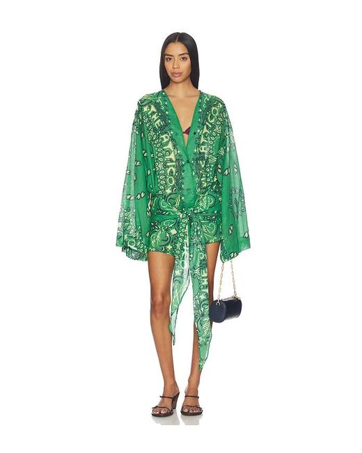 The Attico Green Cotton Wrap Dress