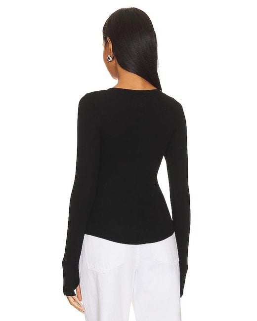 Enza Costa Black Rib Baseball Henley