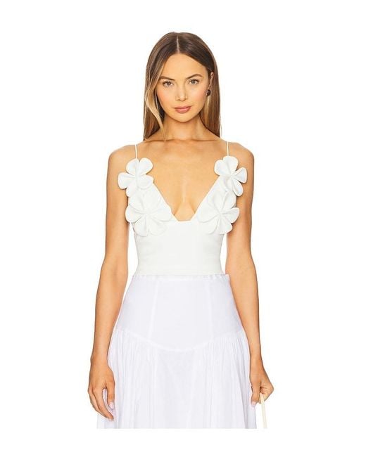 Bardot White Ingrid Fitted Flower Top