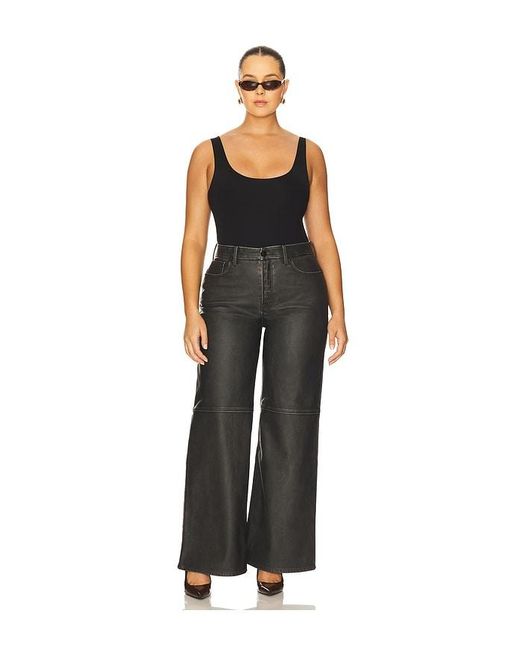 GOOD AMERICAN Black Good Skate Faux Leather Pants
