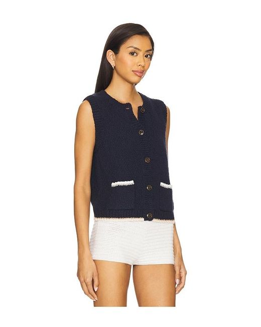 Autumn Cashmere Button Front Vest Top Blue