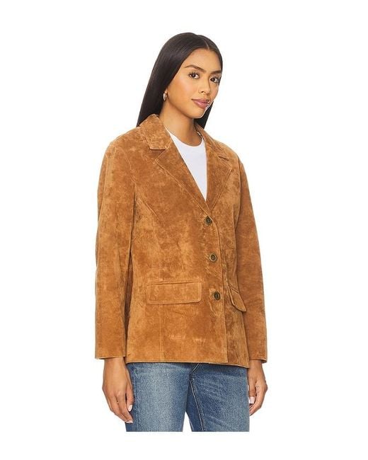 Central Park West Blue Atlas Suede Boyfriend Blazer