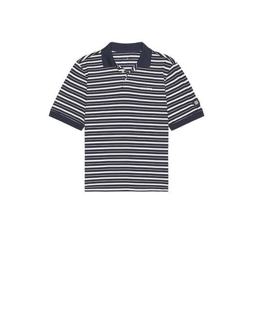 Manors Golf Blue Goat Pique Stripe Polo for men