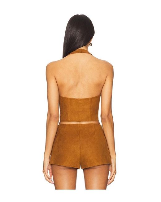 Lovers + Friends Orange Noella Faux Suede Top