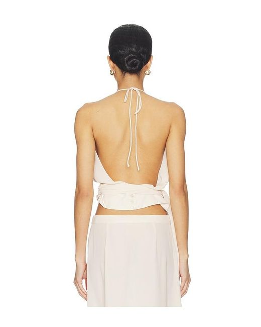 With Harper Lu Natural Draped Halter Top