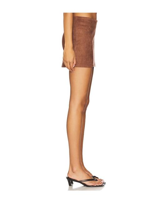 superdown Brown Patsie Faux Suede Mini Skirt