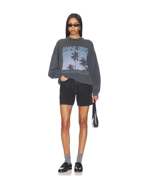 Anine Bing Blue Miles Palms Sweatshirt