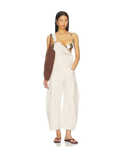 Free People White Good Luck Overall
