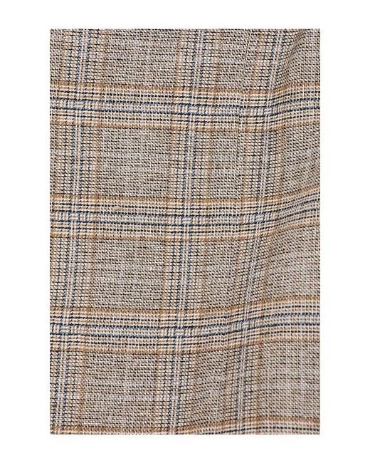 GUIZIO Brown Oversized Tartan Blazer